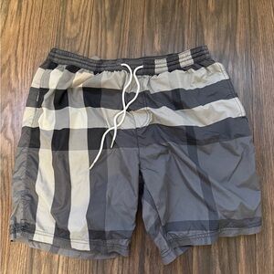 Burberry Gray and Black Board Shorts Swimwear